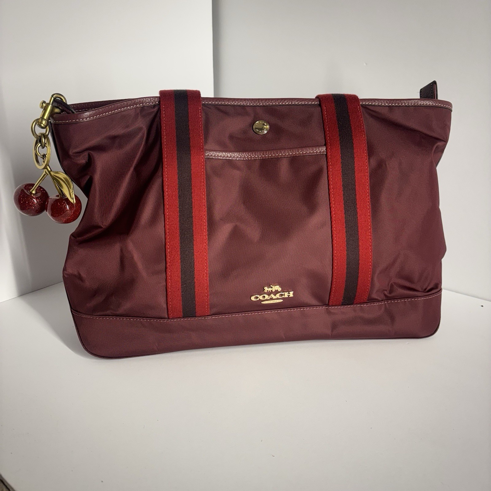 COACH Ellis Nylon Tote Top Zip Shopper Bag in Wine NWT CA208