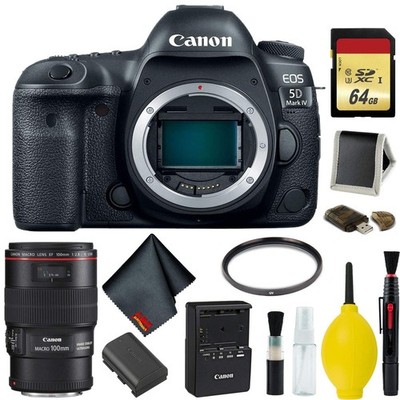 Canon EOS 5D Mark IV DSLR Camera Body Only Memory Kit (Intl Model) w/Canon EF 10