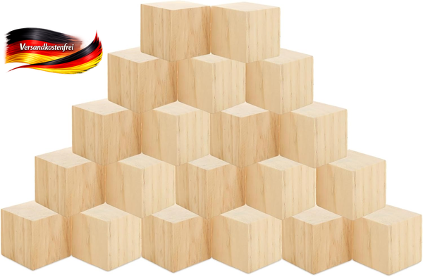 24Stk HolzwüRfel Groß, 5X5X5Cm WüRfel Holz, Blanko Deko BastelklöTzchen, Naturbe-image