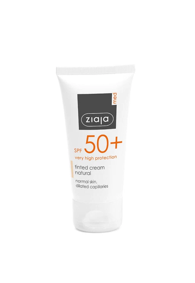 Ziaja Med Spf 50+ Tinted Cream Natural / Normal Skin, Dilated Capillaries 50Ml O