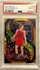 2024-25 Select #166 Matas Buzelis Gold Prizm Disco Rookie RC SP 02/10 PSA 10