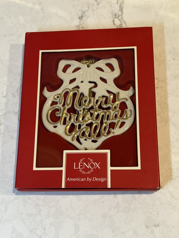 New Lenox Porcelain White Merry Christmas Y'all Yall Holiday Tree Ornament