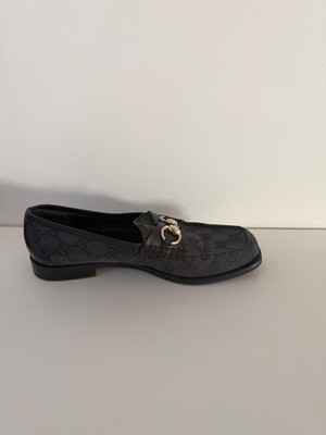 Gucci Horsebit Black Canvas loafers womens 38 | eBay
