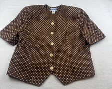 Pendleton Suit Coat Blazer Jacket Polka Dot button Down Sz 14 Brown