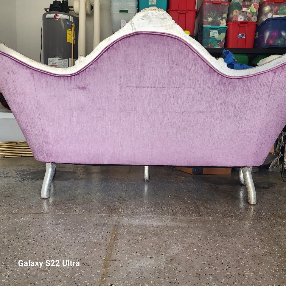 Vintage French Victorian Sofa Lavender Velvet Beauty - Image 2 of 2