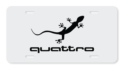 Audi gecko quattro Plate metal novelty style 2 vanity white plate