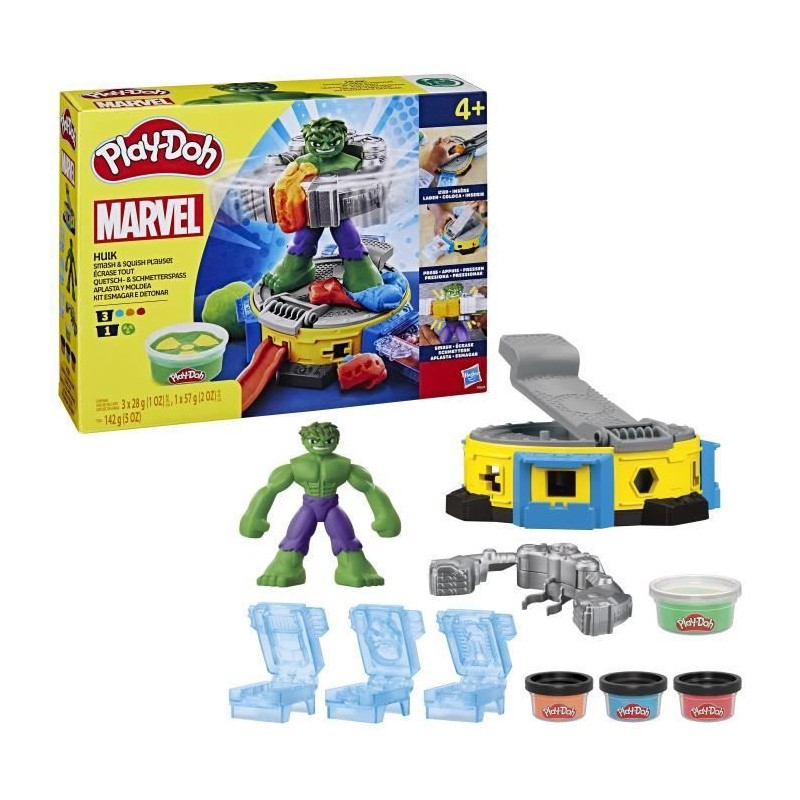 Play-Doh Marvel figurine Hulk articulée pour écraser la pâte avec moules de briques