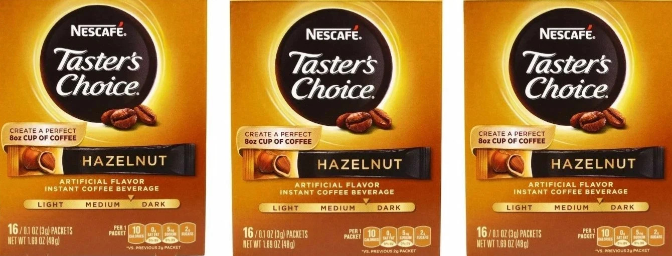 Nescafe, Taster's Choice, Instant Coffee, Hazelnut, 3 Boxes,