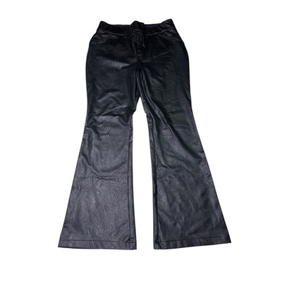 NWT SPANX Faux Leather Flare Pants Luxe Black Size 32X31