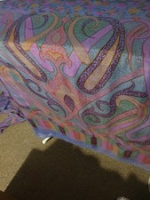 Vintage faux silk Indian saree remnant for sewing crafts.