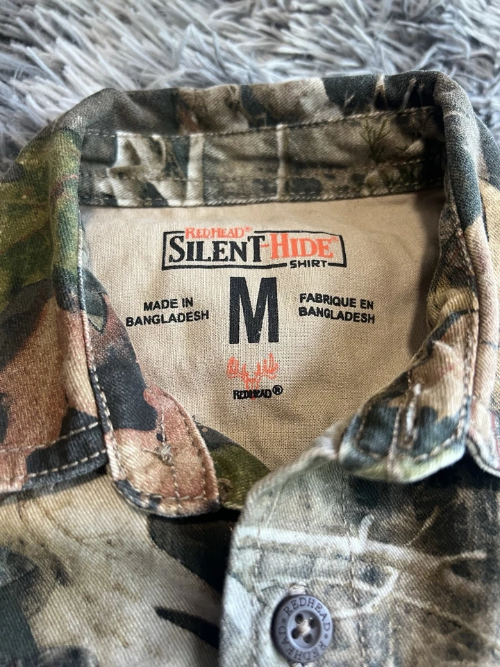 Red Head Silent Hide Size Med Camouflage Long Sleeve Hunting Button Shirt Boys - Image 3 of 4