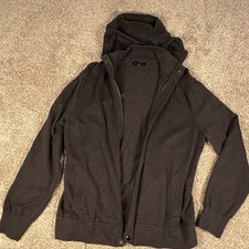 Banana Republic Knit Full Zip Hoodie Dark Gray Hooded Pockets Men's Size L