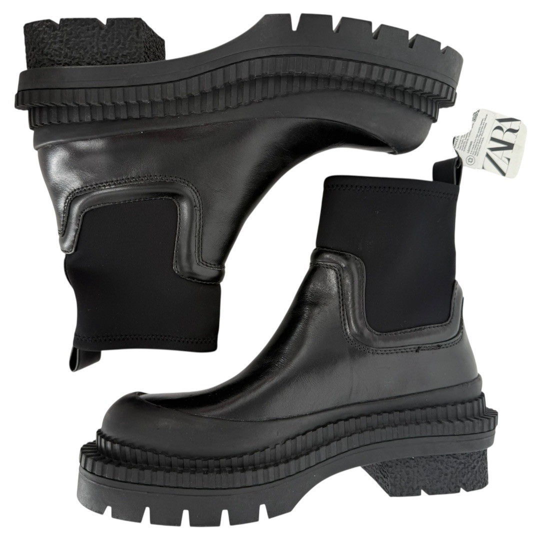 SAOLA Stivaletti Chelsea Zara neri in pelle con suola a strappo taglia EU37 (US 6 5)