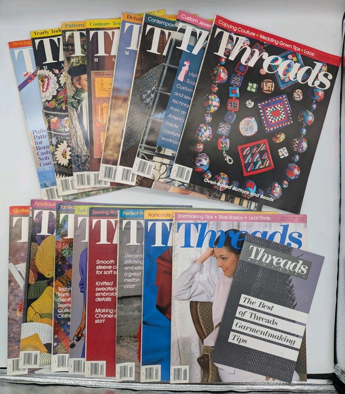 Vintage Threads Magazine Lot of 16 1990-1993 Sewing Quilting Tailoring