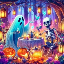 Halloween Diamond Art Kits for Adults DIY 5D Skeleton Ghost Pumpkin Diamond Art