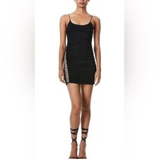 Alice + Olivia Siriana Ruched Mini Dress Black Size 8