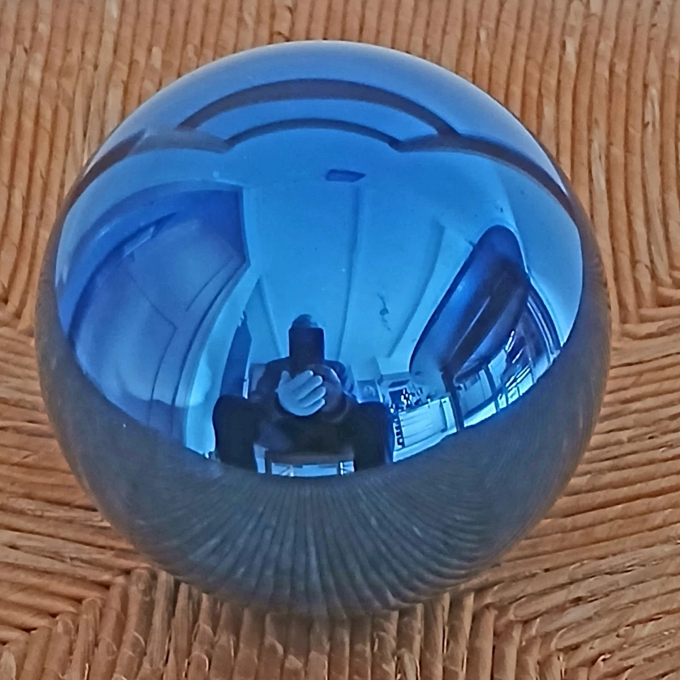 Ancienne boule de noël en verre soufflé églomisé,  10cm de diamètre,  vers 1900 - Photo 4/4