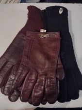 Vintage Etienne Aigner Gloves Size 7 1 Leather Italy 2 pr Knitted Worn