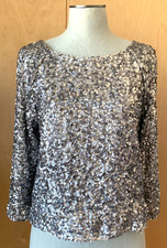 ALICE OLIVIA Silver Sequin top size Small