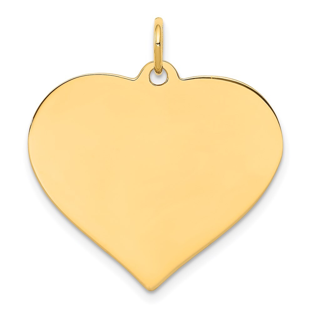 14k Yellow Gold 0.013 Gauge Engravable Heart Disc Charm Pendant L-25mm 1.45gm
