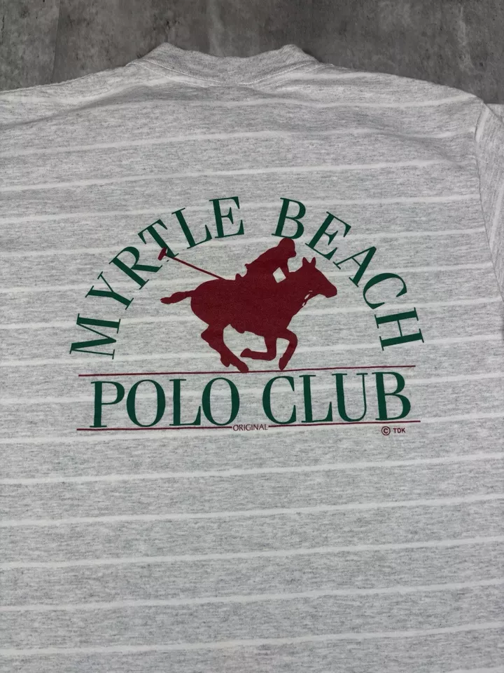 Vintage 90s Myrtle Beach Polo Club Striped T Shirt size M - Imagem 2 de 4