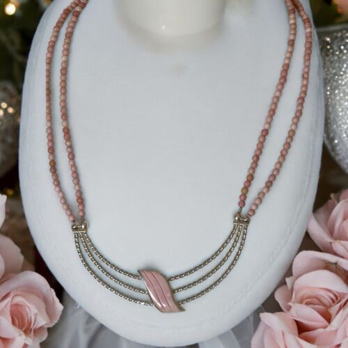 NEW Jay King DTR 925 Sterling Australian Pink Opal Wave Beaded 2-Strand Necklace