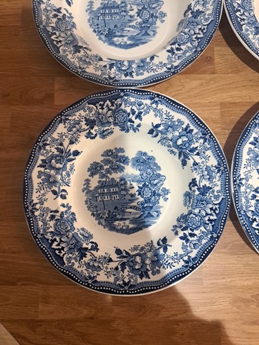 Tonquin by Alfred Meakin 6 X Soup Bowls / Plates Made Staffordshire Blue White - Picture 5 of 17