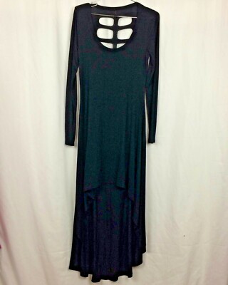 Solenrio Dress Black Jersey Skeleton Back Cut out Asymmetrical High Low M  Goth | eBay