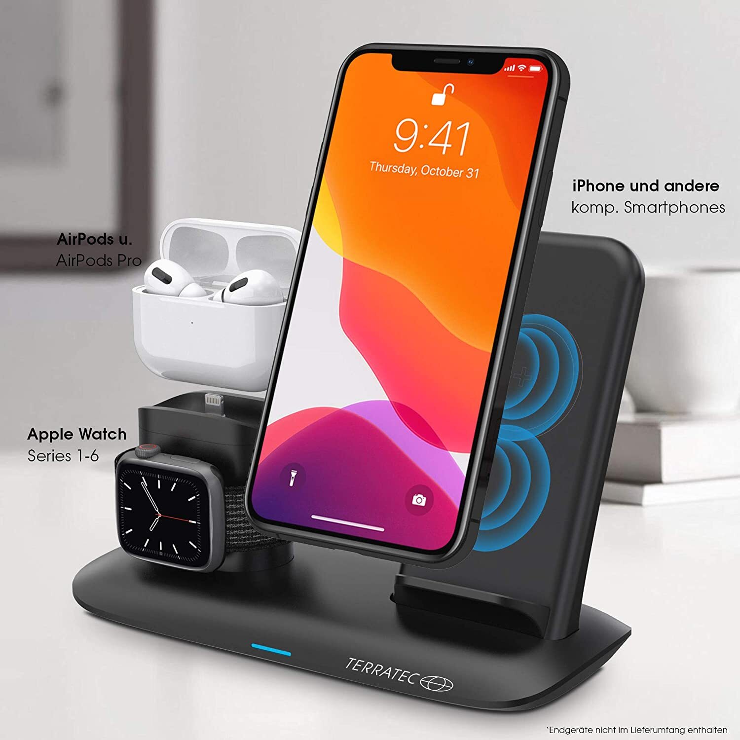 TERRATEC ChargeAIR All Desk Pro Induktive Qi Ladestation Universal Wie