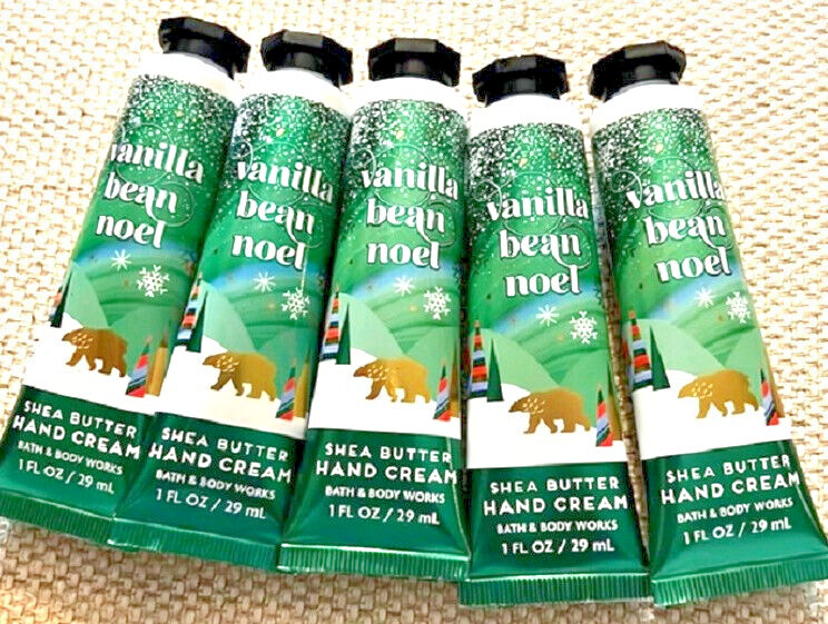 5 x Bath and Body Works VANILLA BEAN NOEL Shea Butter Hand Cream Set New