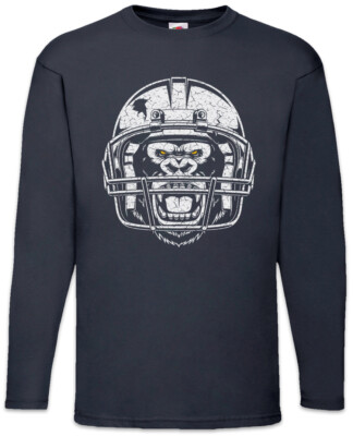 American Football Gorilla Langarm T-Shirt Player Passion Love Addiction Helmet