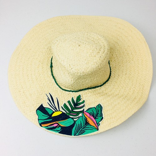 Womens Straw Embroidery Floppy Hat A 