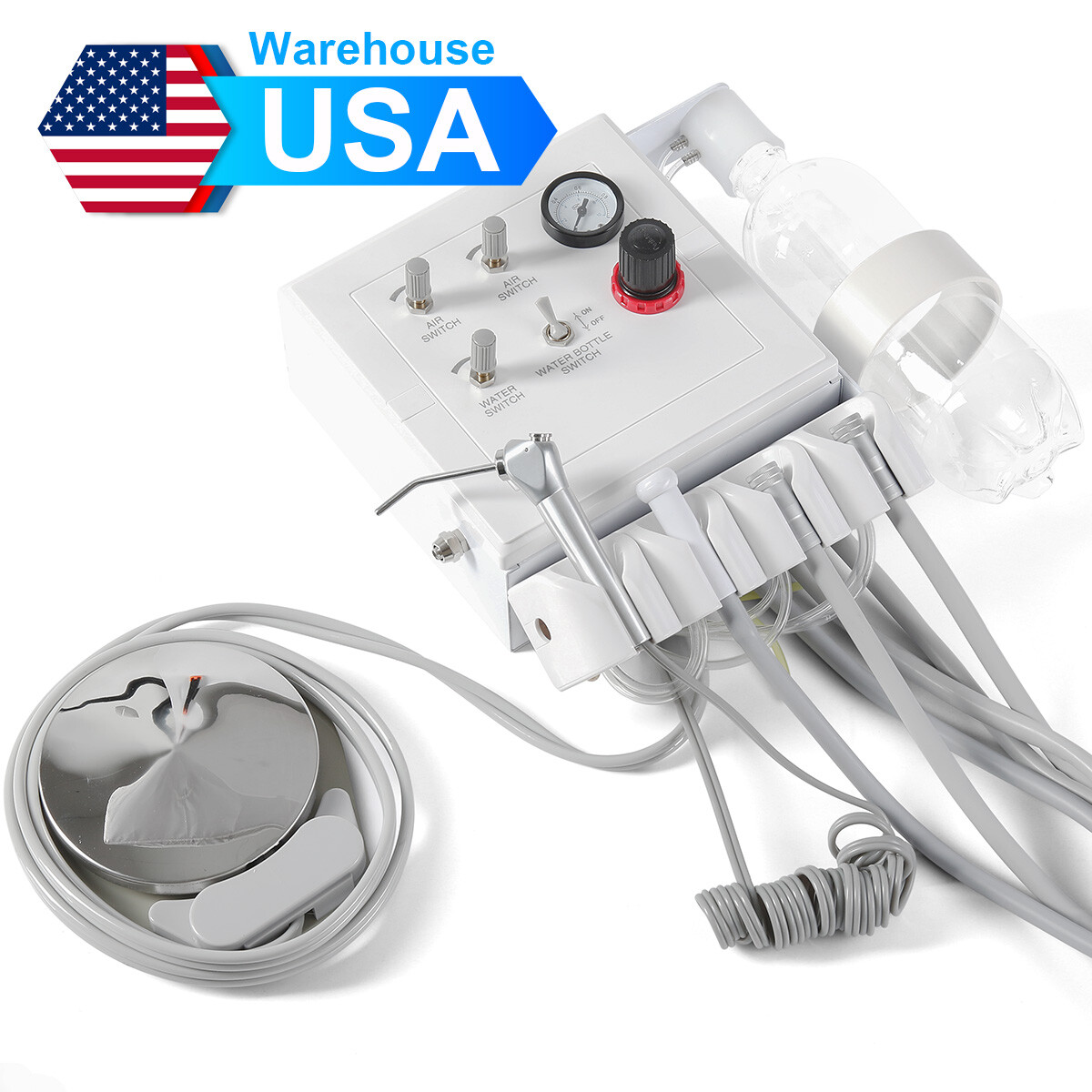 Portable Dental Turbine Unit Weak Suction Connect Compress Air Compress 2/4 Hole