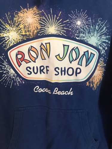 Ron Jon Cocoa Beach Sweatshirt Hoodie Size L Blue Cotton Poly Long Sleeve EUC - Picture 2 of 6