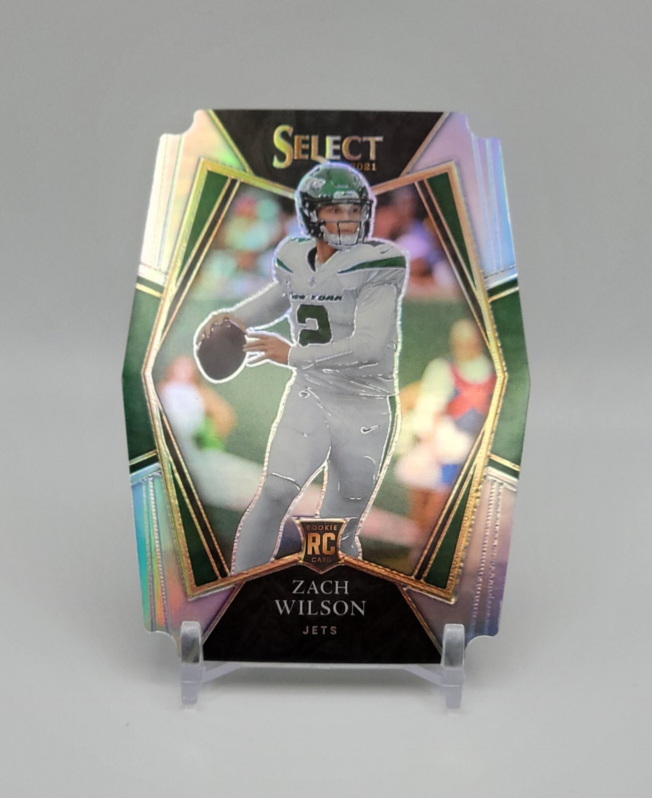 Zach Wilson 2021 Select Premier Level Silver Prizm Die-Cut RC Rookie #144 - Jets