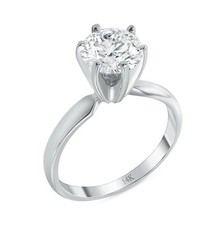 0.90 Ct Round F/VVS Lab Grown Diamond Solitaire Engagement Ring 14K White Gold