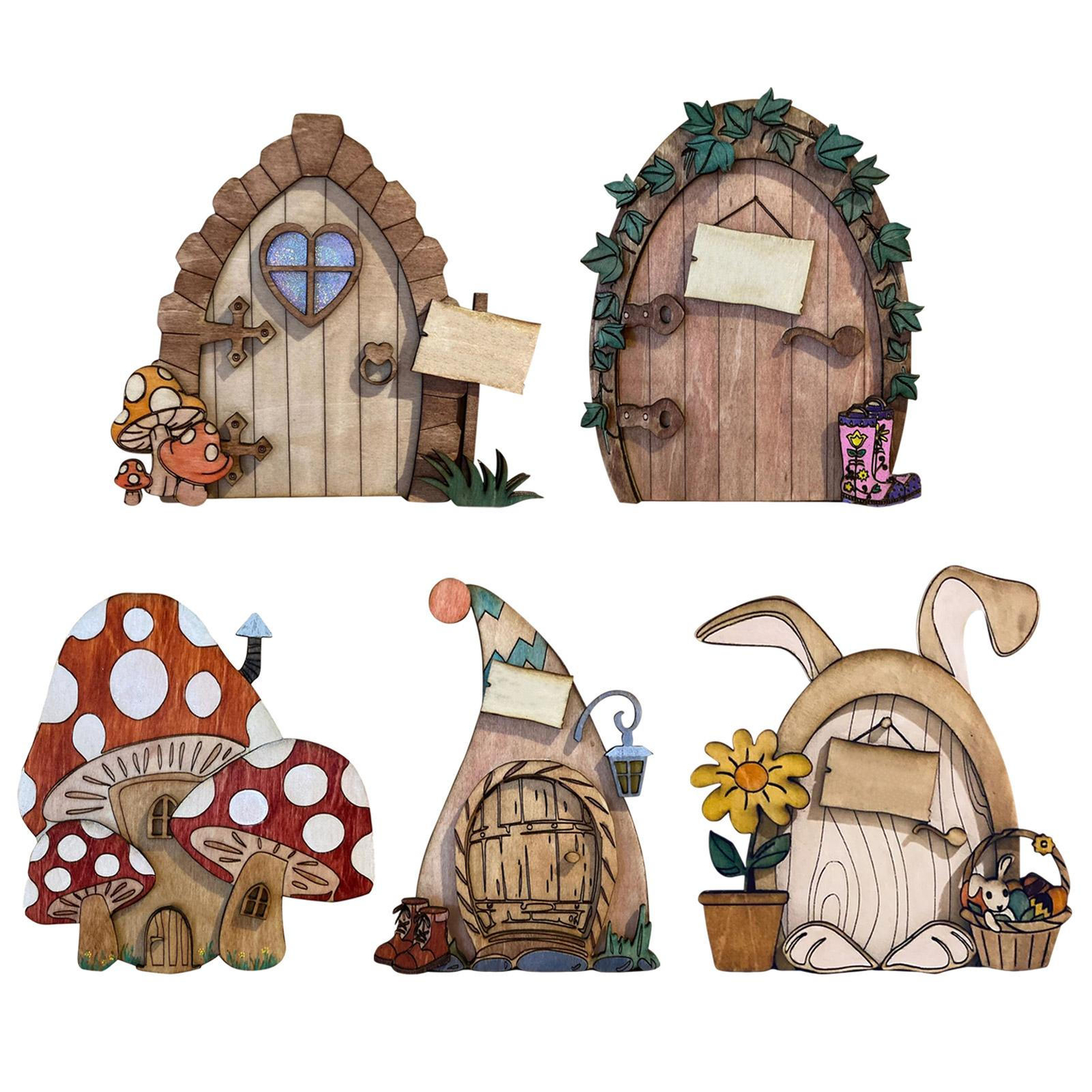 Elf Fairy Door Miniature Garden Tree Doors Miniature Yard Art Wooden