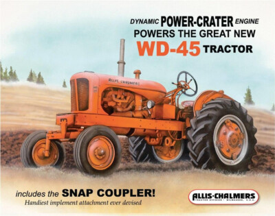 US Blechschild 30x40 Allis-Chalmers Tractor Company Milwaukee Model U + WD45 AC