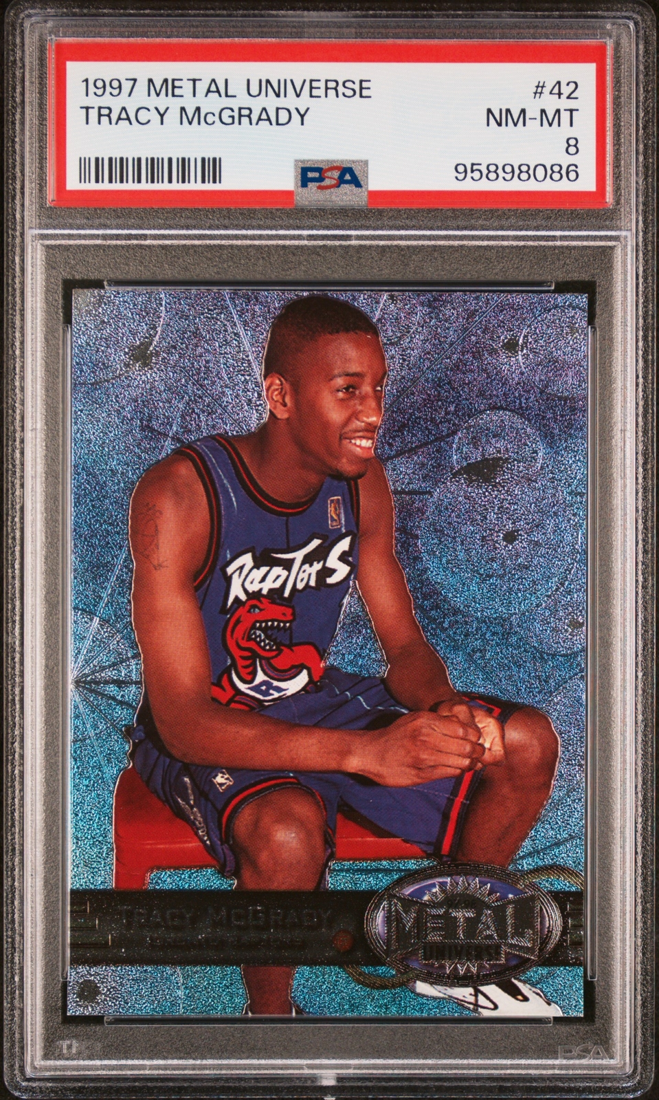 1997 FLEER METAL UNIVERSE #42 TRACY MCGRADY ROOKIE RC PSA 8