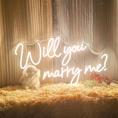 Will You Marry Me Neon Sign with Lights for Proposal Wedding Decorations，25.2 In