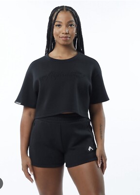 Alphalete Woman s  ELMTS Short SLEEVE Crop Size Small, Black
