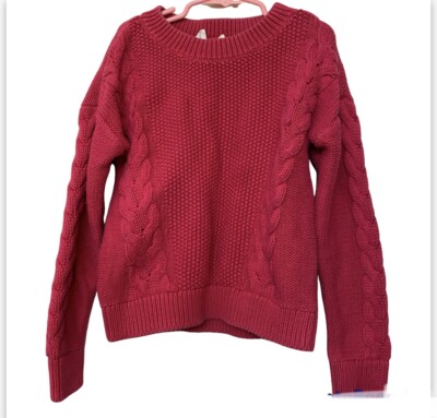 Gap kids Girl s hot pink chunky cable knit thick sweater-M (fits 5-6 year old)