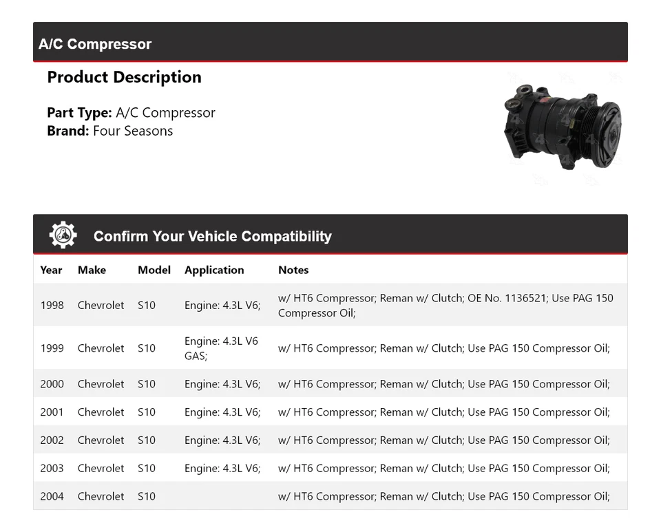 Para 1998-2004 Chevrolet S10 A/C Compressor 4 Estações 1999 2000 2001 2002 2003 - Imagem 2 de 4