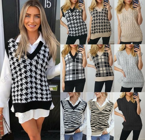 Women Cable Knitted Sleeveless Vest 