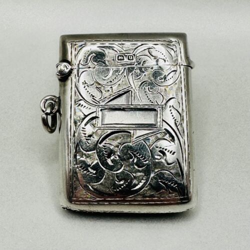Antique Silver Vesta Case Birmingham 1919 W.J. Myatt & Co. Excellent Condition - Picture 3 of 8