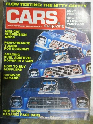 BACK ISSUE CARS HI-PERFORMANCE MAGAZINE APRIL 1975, BLUE MAX MUSTANG, MAVERICK
