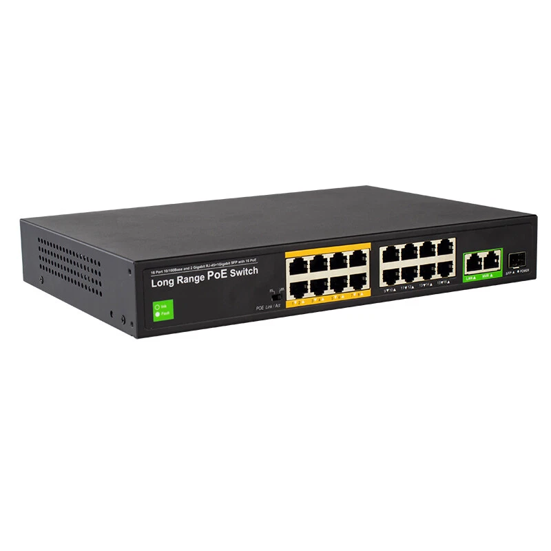 16 Port PoE Ethernet Switch + 2 Gigabit Uplink SFP,802.3af/at 250 M Rockmount - Image 3 of 4
