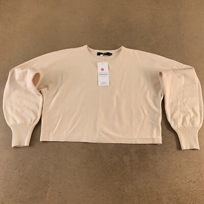 Verdusa Women's Size Medium Slim Fit Khaki Knit Long Sleeve Crop Top NWT