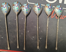 Cuillères émaillées russes argent84 par Ivan Xlebnikov