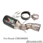 Exhaust Mid Link Pipe Muffler Tips Carbon Fiber For Honda CBR1000RR 2017-2023
